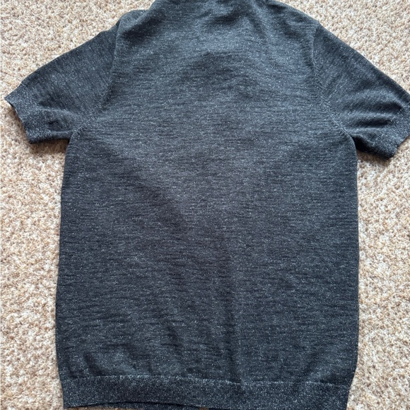 Nordstrom Women Gray Tight Knit Sweater/Shirt Size Med Button Down Short Sleeve - Picture 2 of 4